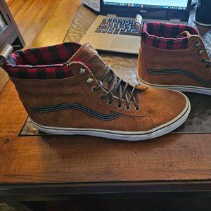 Vans Shoes SK8-HI Brown Suede Red Plaid